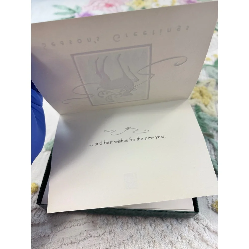 Nicholas Square Boxed Christmas Cards 15ct Silver Reindeer Harlequin 81007528